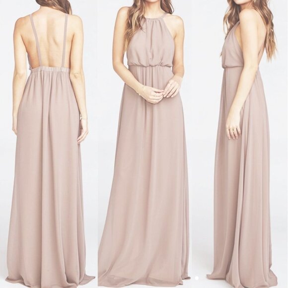 Show Me Your Mumu‎ Amanda Maxi Dress Womens M Taupe Beige Open Back Bridesmaid - Picture 13 of 13